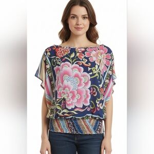 Robert Louis Floral Cinched Waist Top